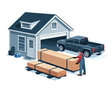 Lumber unloaded and placed neatly at the delivery location