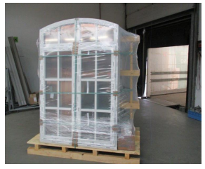 Doors unloaded and placed neatly at the delivery location