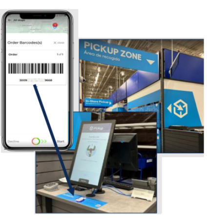 Scanning the barcode at pickup