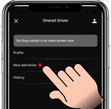 Side navigation menu with Profile, New deliveries, and History options
