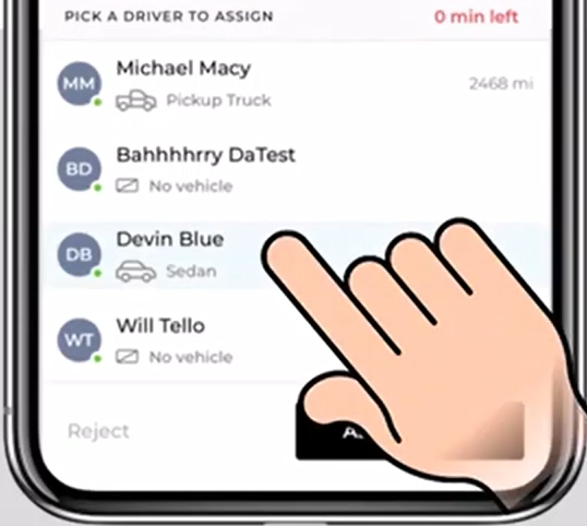 Driver selected, ready to assign