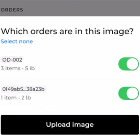Adding photos for multiple orders at one stop