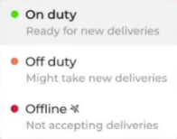Duty status options