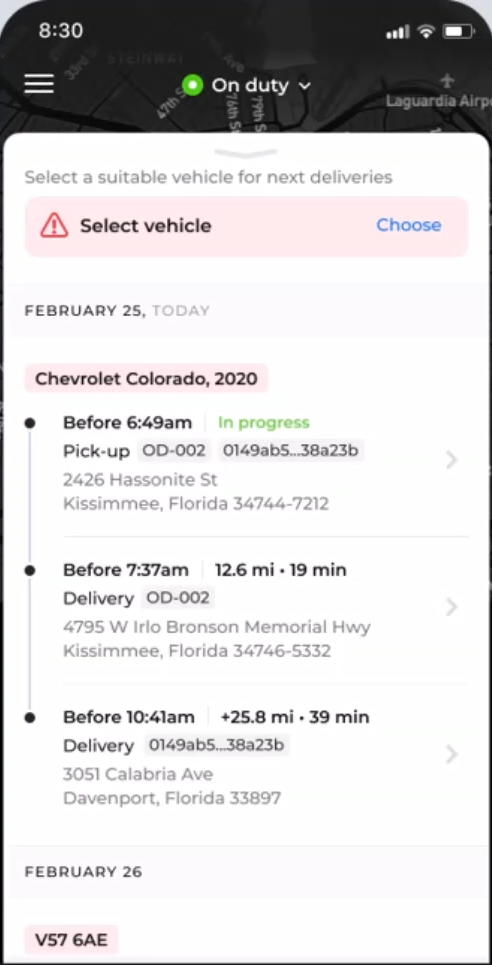 Delivery task list