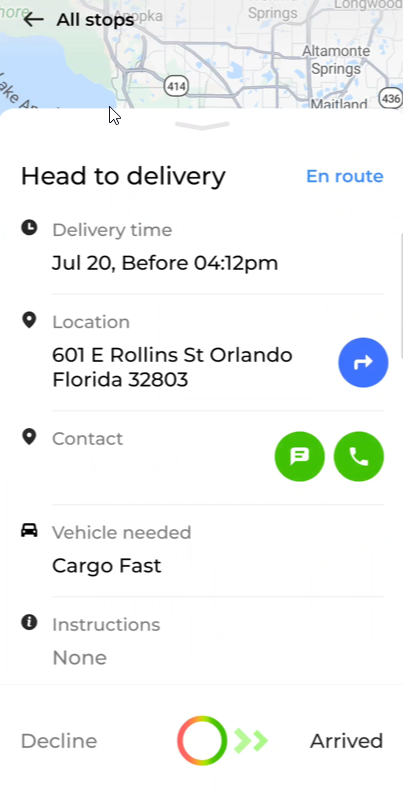Delivery location information