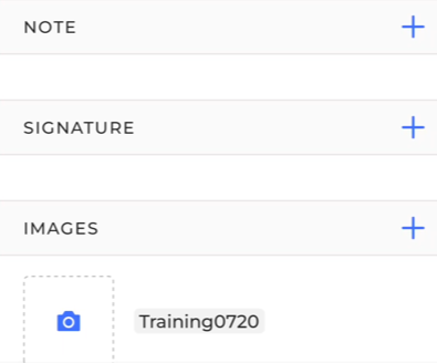 Note, Signature, and Images sections